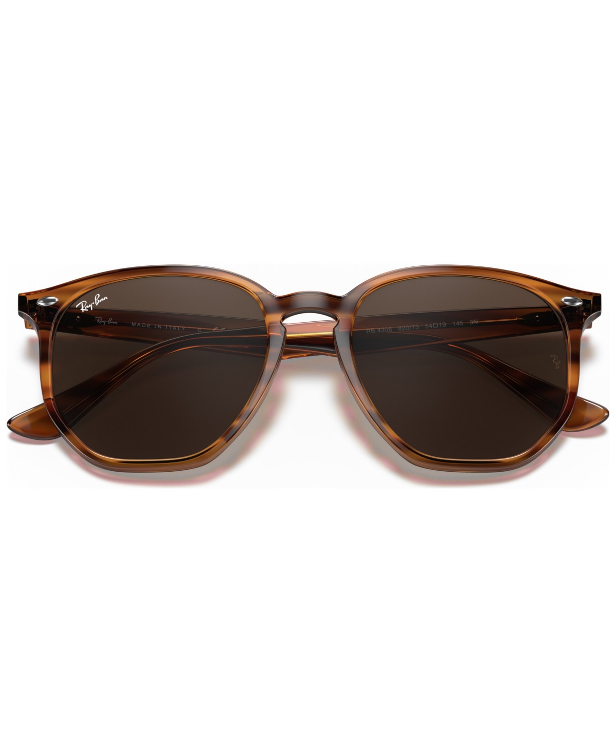 Ray Ban Sunglasses, Rb4306 54 In Stripped Red Havana,dark Brown