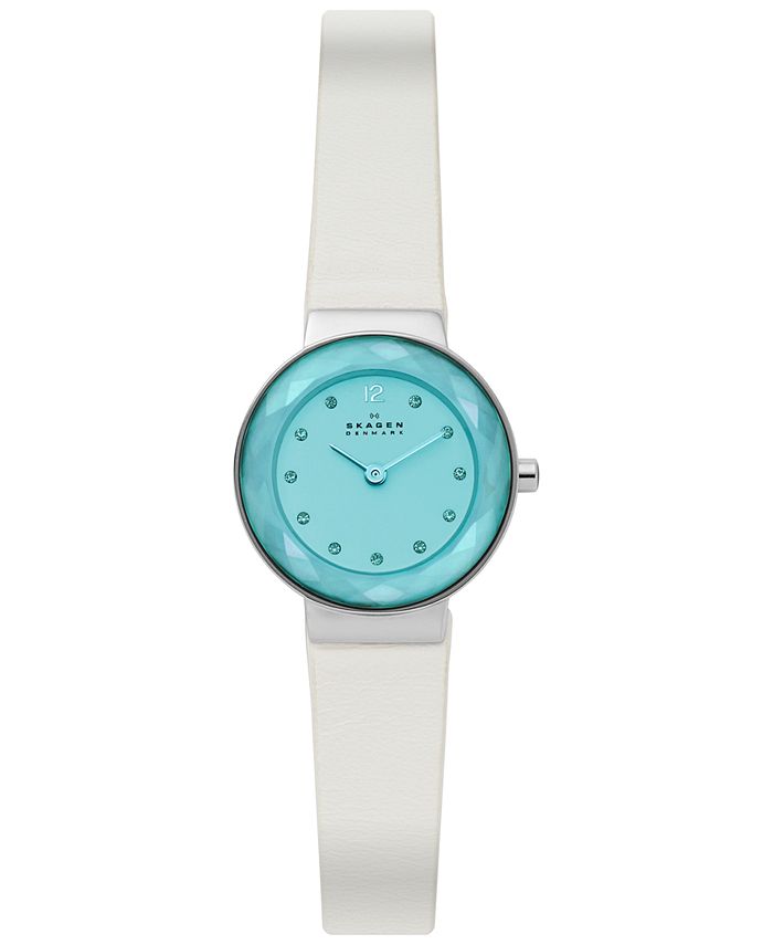 Skagen Women's Leonora White Leather Strap Watch 25mm - Macy's