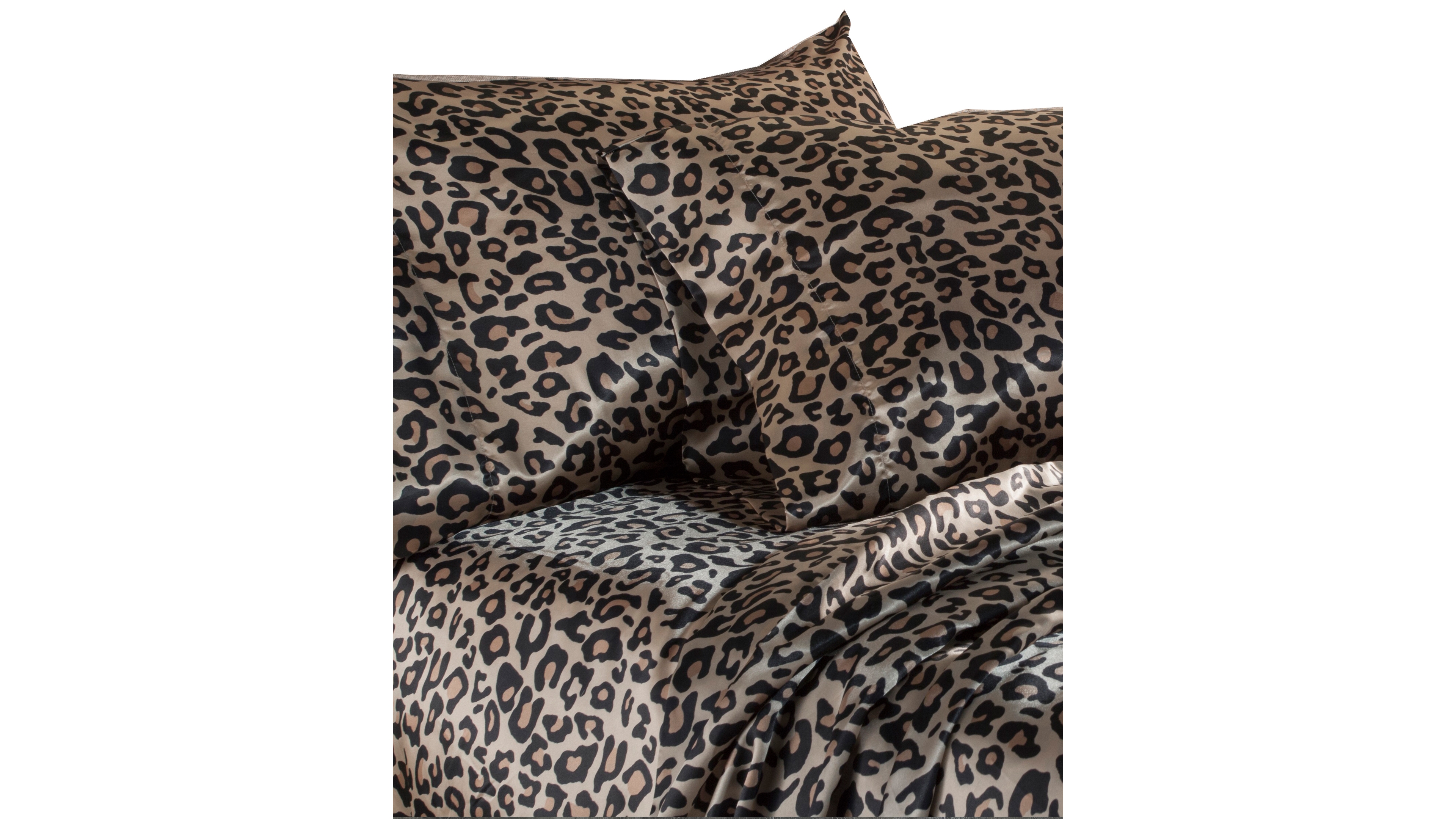 Beatrice Home Fashions Luxurious Leopard Satin 4-Pc. Sheet Set, Queen
