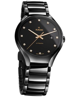 Unisex Swiss Automatic True Diamond (1/8 ct. t.w.) Black Ceramic Bracelet Watch 40mm