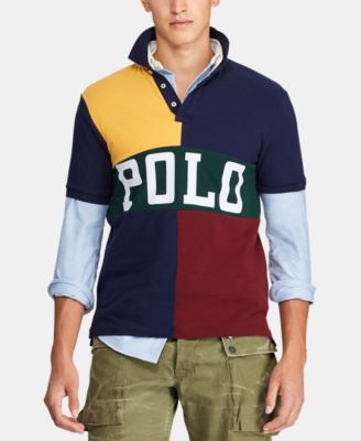 Classic-Fit Color Block Mesh Polo Shirt 