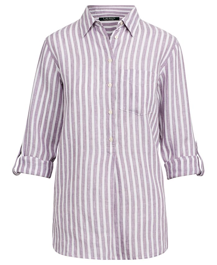 Lauren Ralph Lauren Stripe-Print Long-Sleeve Linen Shirt & Reviews ...