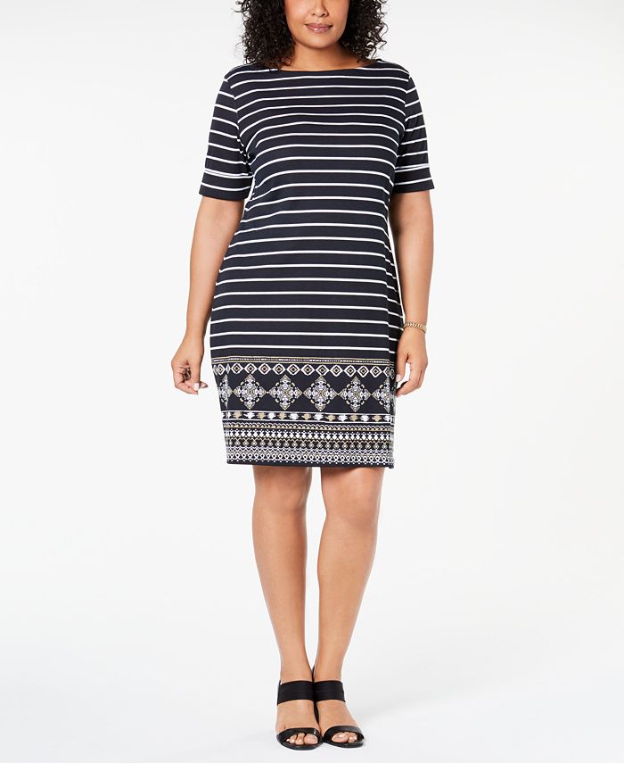 Karen Scott Sport Striped T-Shirt Dress, Created for Macy's - Macy's