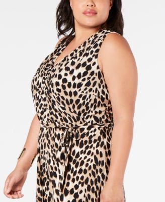 INC International Concepts INC Plus Size Leopard-Print Faux-Wrap Maxi Dress, Created for Macy's