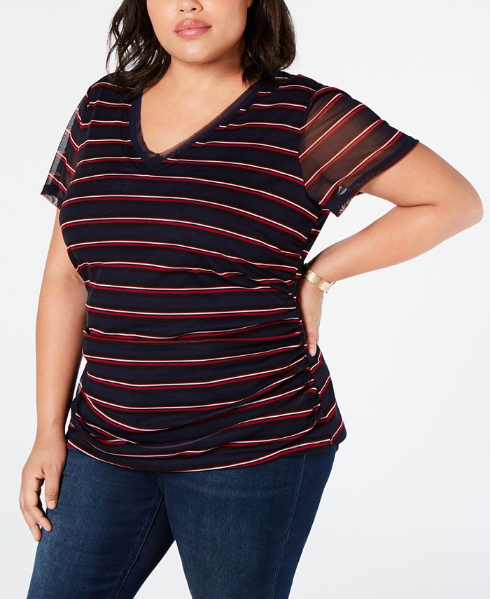 INC International Concepts INC Plus Size DoubleLayer Striped Top