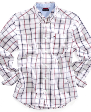 image of Tommy Hilfiger Cotton Plaid Shirt, Little Boys