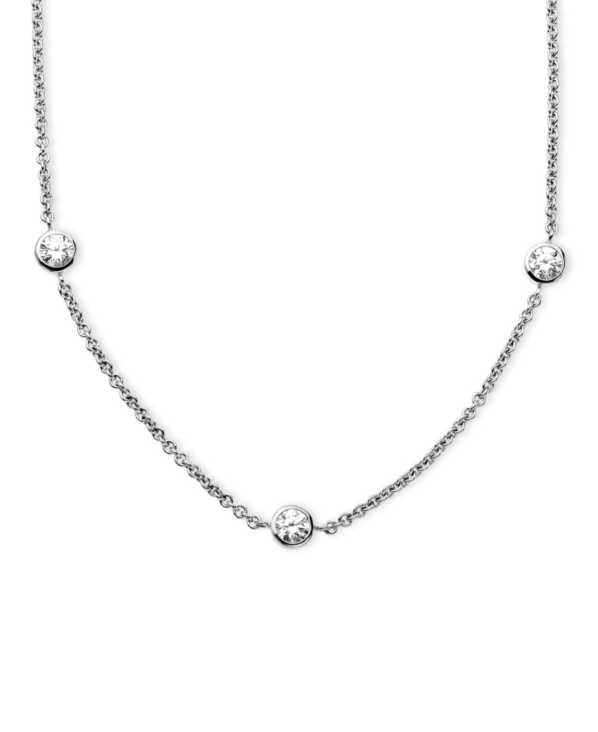 Arabella Sterling Silver Necklace, White Round-cut Cubic Zirconia 7-station Necklace (3-1/6 Ct. T.w.)