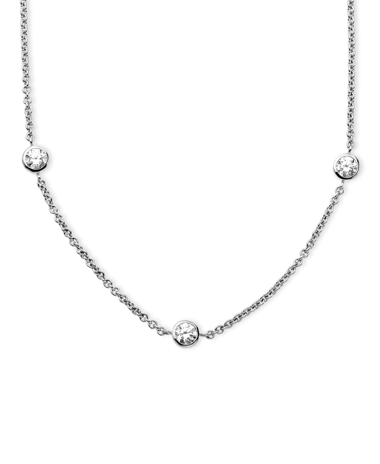 Sterling Silver Necklace, White Round-Cut Cubic Zirconia 7-Station Necklace (3-1/6 ct. t.w.)