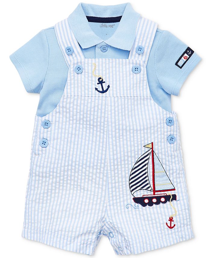 Luli & Me Boys Blue Stitched Shortall with Shirt