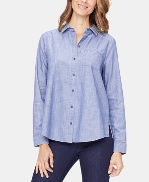 image of Nydj Cotton Chambray A-Line City Shirt