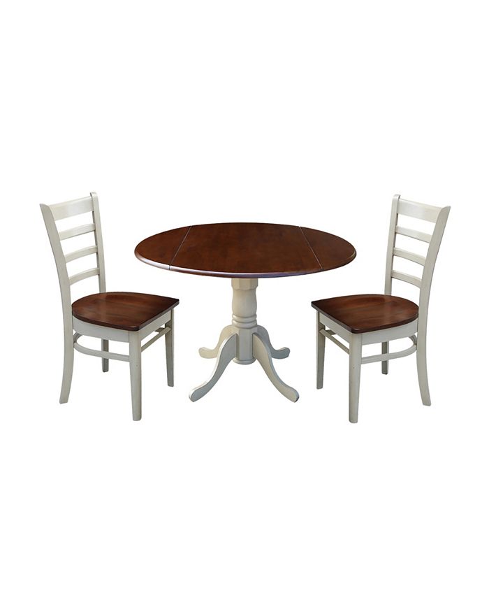 International Concepts 42" Dual Drop Leaf Table With 2 Emily Chairs