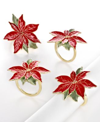 Lenox - Set of 4 Poinsettia Napkin Rings