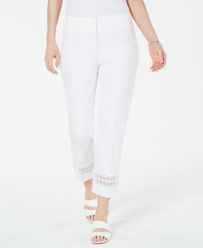 Alfani Petite Cropped LaceInset Pants, Created For Macy's Macy's