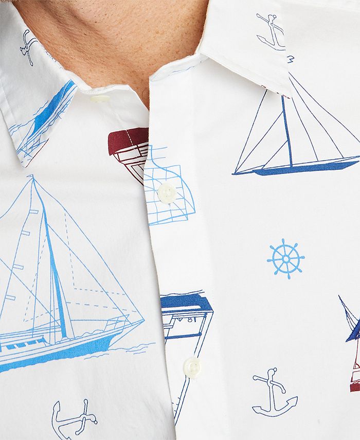 Nautica Men's Blue Sail Oxford Printed Shirt, Created for Macy's - Macy's