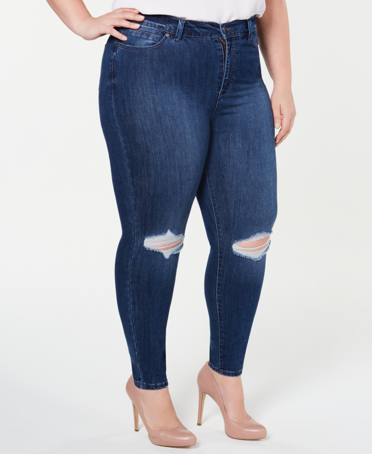 Trendy Plus Size High-Rise Distressed Skinny Ankle Jeans - Elmhurst