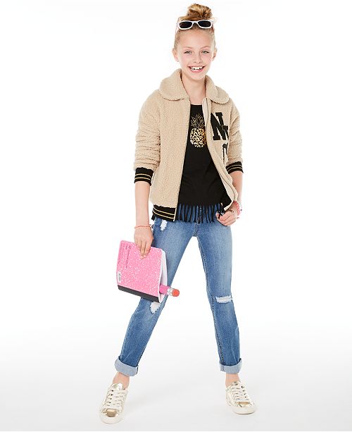 Epic Threads Big Girls Nyc Jacket Fringed T Shirt Destructed