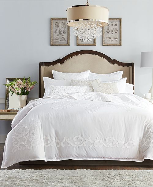 Hotel Collection Classic Scroll Applique Cotton Full Queen Duvet