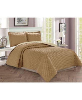 Elegant Comfort Luxury Diamond Design 3-Pc. Quilted Coverlet Set, Full/Queen