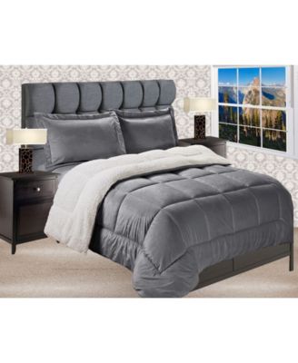 Elegant Comfort Micromink/Sherpa Reversible Down Alternative Microsuede 2-Pc. Comforter Sets, Queen