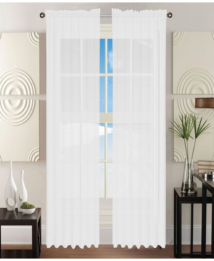 Elegant Comfort 2 Piece Solid Sheer Panel With Rod Pocket Window Curtain 40 Width X 84