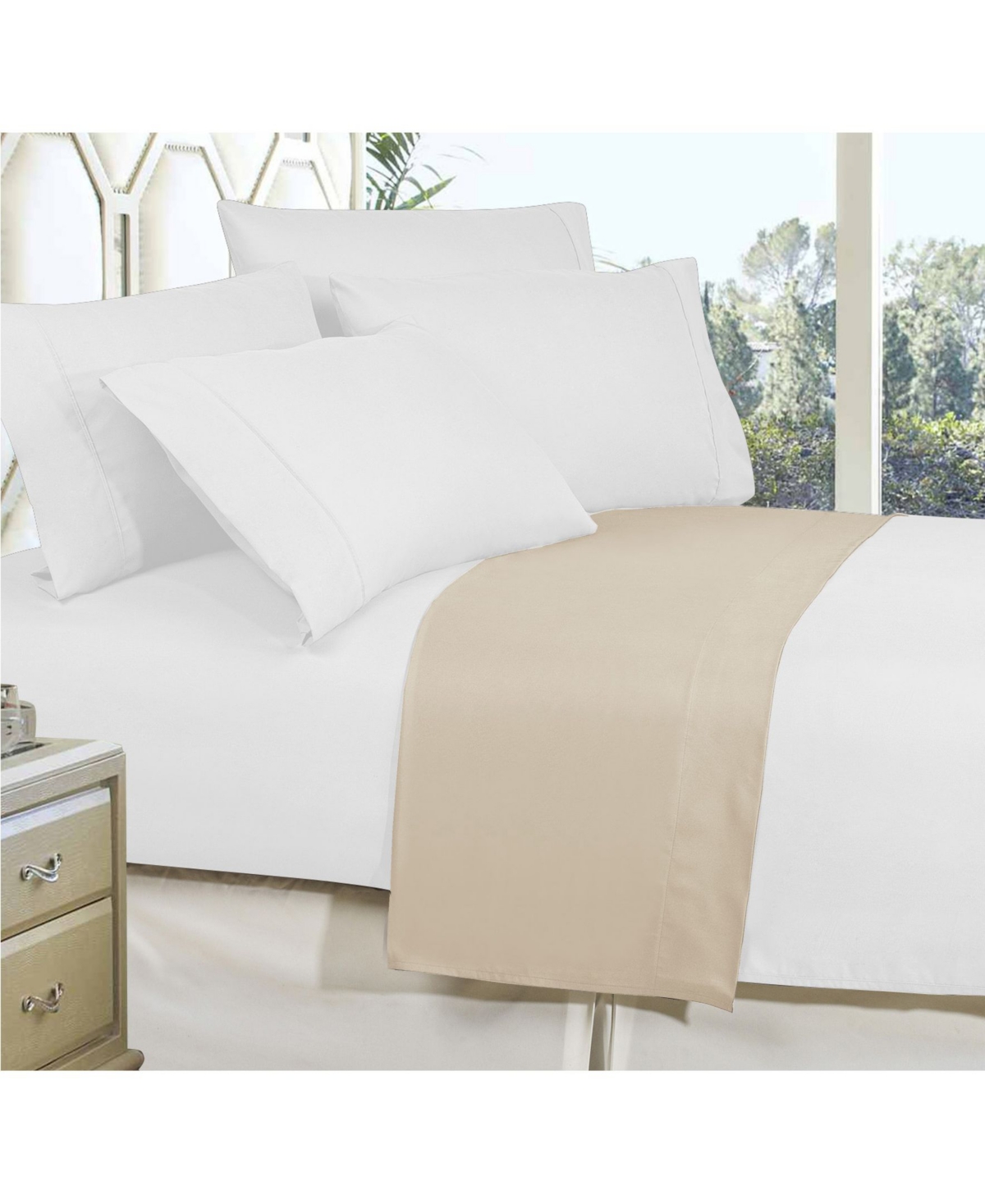 Elegant Comfort Silky Soft Flat Sheet, Twin In Medium Bei