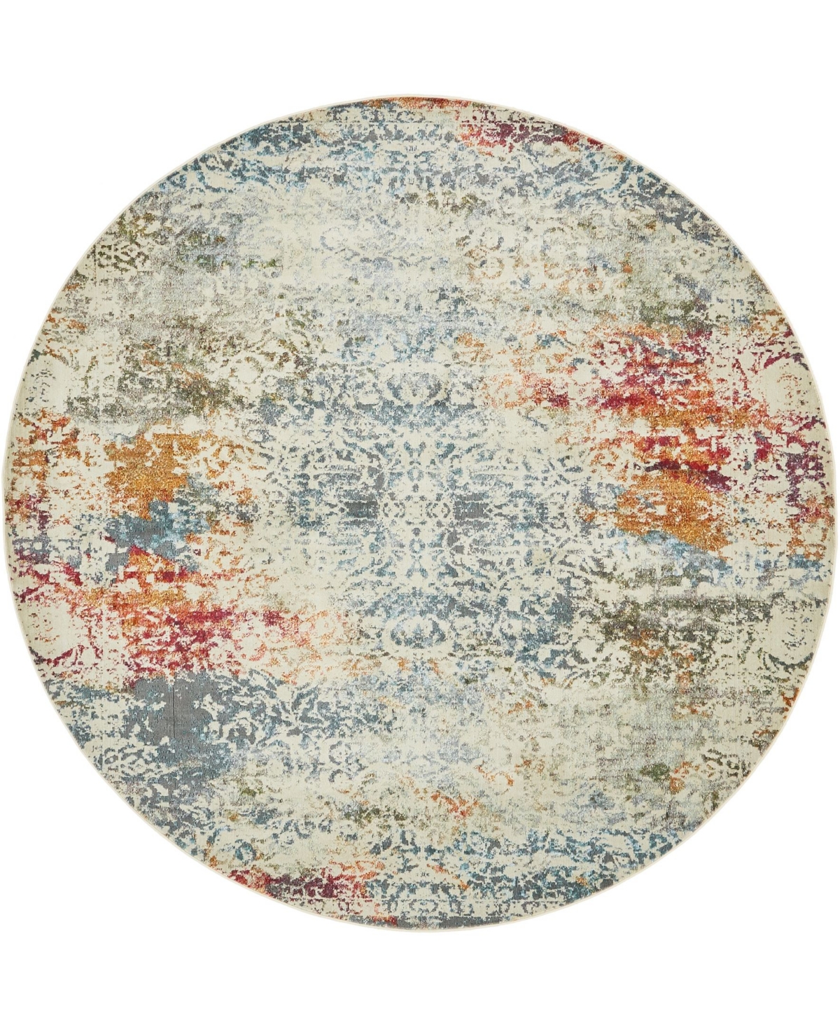 Bayshore Home Kenna Ken3 Ivory 8' 4in x 8' 4in Round Area Rug - Ivory