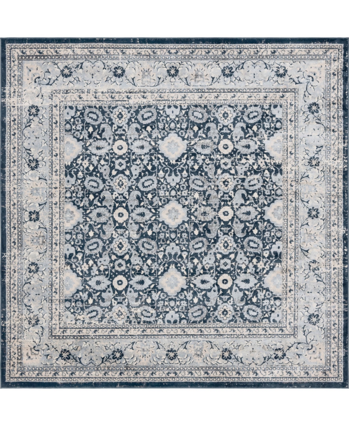Bayshore Home Anika Ani2 8' x 8' Square Area Rug - Navy Blue