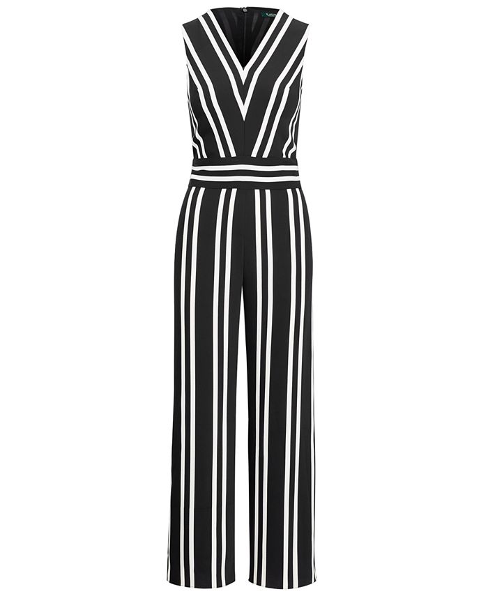 Lauren Ralph Lauren Stripe-Print Sleeveless Twill Jumpsuit - Macy's