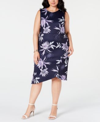 Vince Camuto Trendy Plus Size Floral-Print Sheath Dress - Macy's
