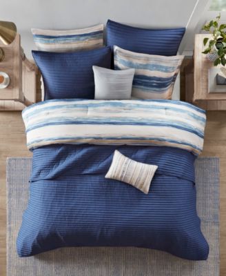 Marina Printed Seersucker 8-Pc. Comforter and Coverlet Set, Full/Queen