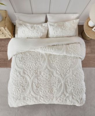 Viola Damask Tufted 3-Pc. Duvet Cover Set, King/California King