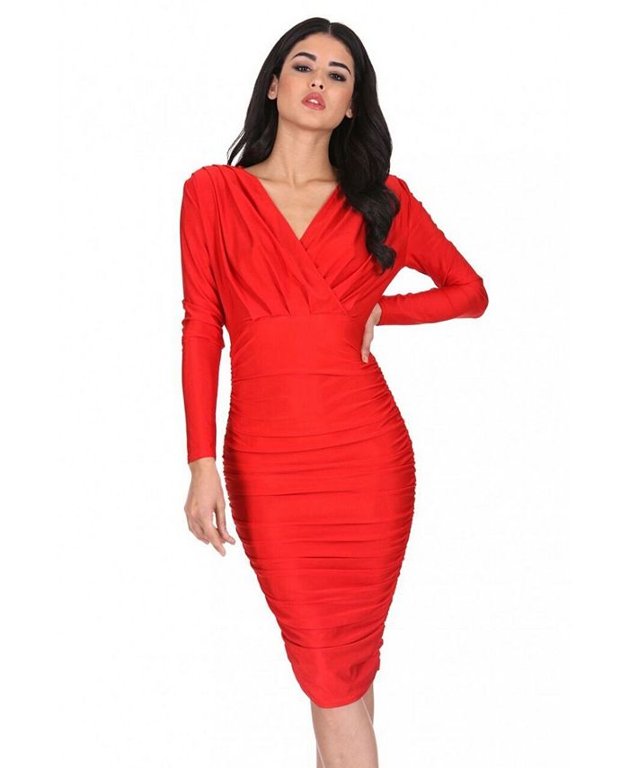 AX Paris Ruched Wrap Dress Macy's