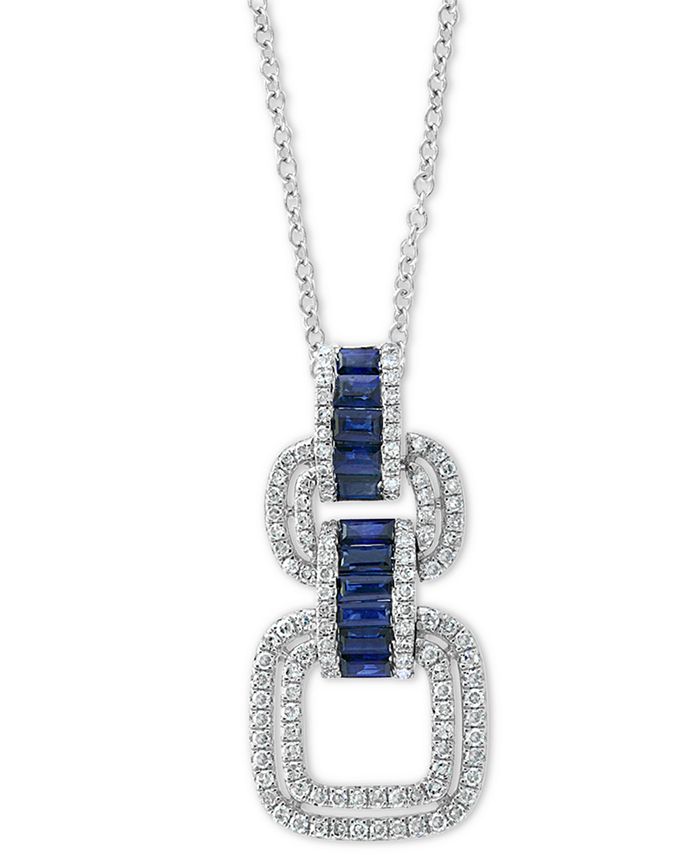 EFFY Collection - Sapphire (5/8 ct. t.w.) & Diamond (3/8 ct. t.w.) 18" Pendant Necklace in 14k White Gold