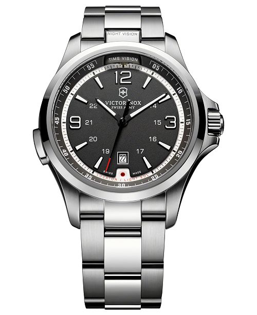 Victorinox Swiss Army Watch Men S Night Vision Stainless Steel Bracelet 42mm 241569 Reviews All Fine Jewelry Jewelry Watches Macy S