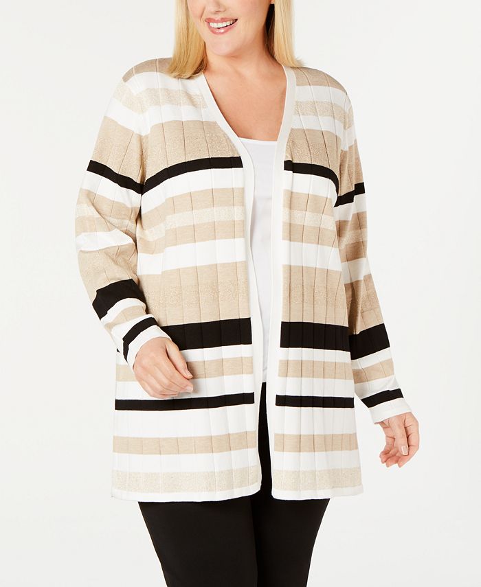 climax Dodelijk Herhaal Calvin Klein Plus Size Metallic-Stripe Colorblocked Cardigan Sweater &  Reviews - Sweaters - Plus Sizes - Macy's