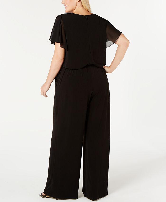 Calvin Klein Plus Size Chiffon-Sleeve Jumpsuit & Reviews - Pants ...