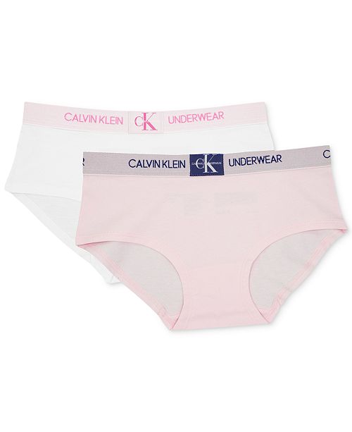 Calvin Klein Big Girls 2 Pack Monogrammed Hipster Underwear