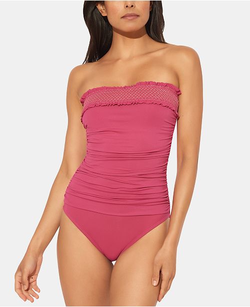 Bleu By Rod Beattie Ruched Smocked Strapless One Piece