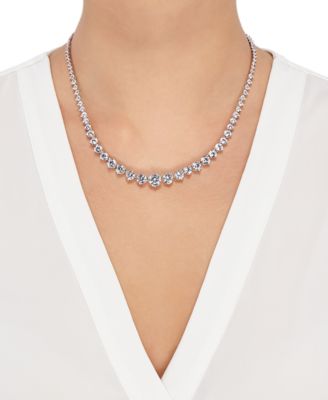 Cubic Zirconia Graduated 17" Necklace in Sterling Silver, Created for Macy's
