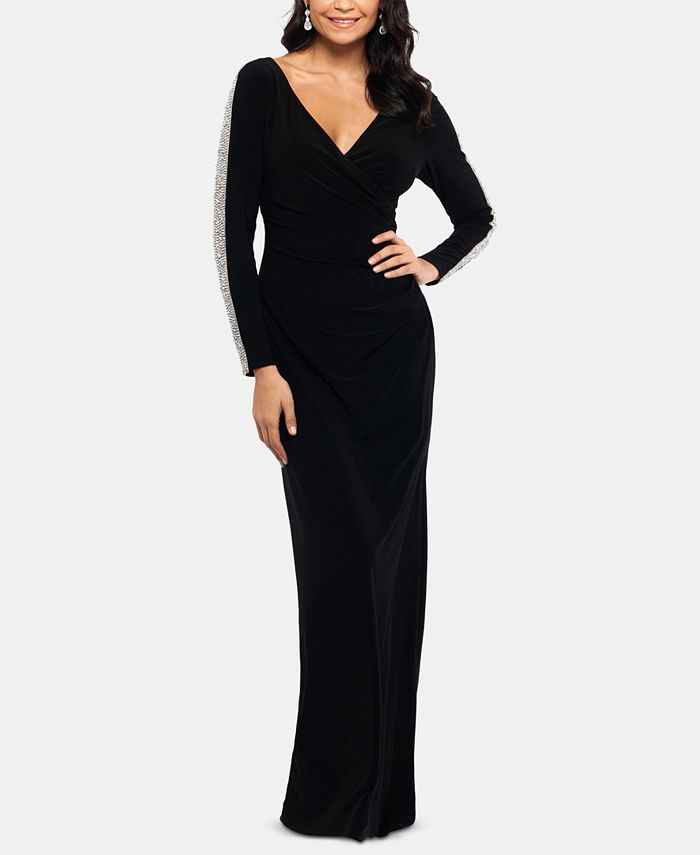 XSCAPE Beaded LongSleeve Gown Macy's
