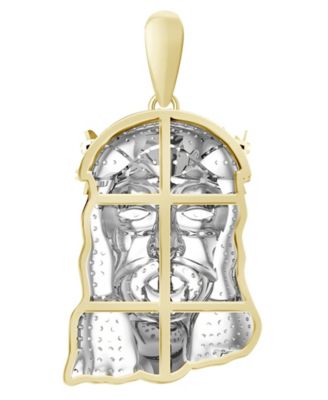 Men's Diamond (1/2 ct.t.w.) Christ Head Pendant in 10k Yellow Gold