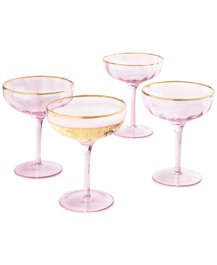 Martha Stewart Collection Blush Coupe Glasses, Set of 4, Created for