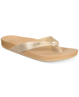 Reef Cushion Bounce Court Womens Metallic Comfort Thong Sandals In Tan/champagne