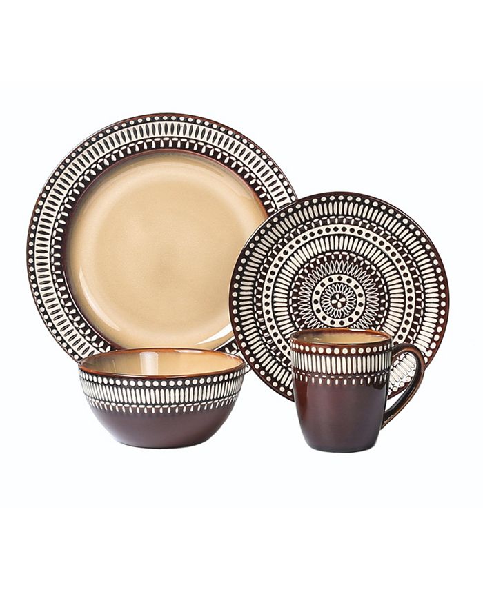 Lorren Home Trends 16 Piece Glazed Dinnerware Macy's