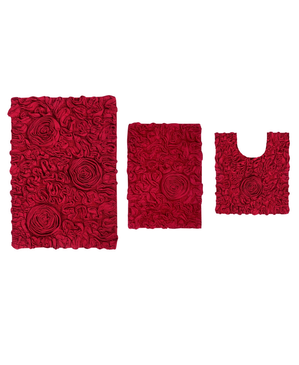 Home Weavers Bell Flower 3-pc. Bath Rug Set In Red