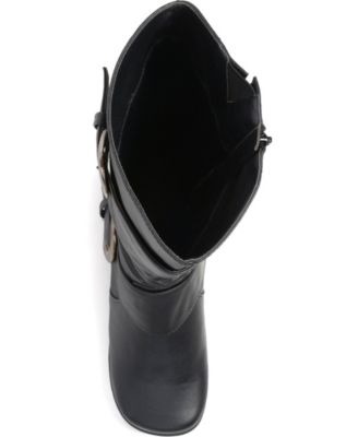 Journee Collection Women's Paris Wide Calf Rouched Buckle Mid Shaft Boots