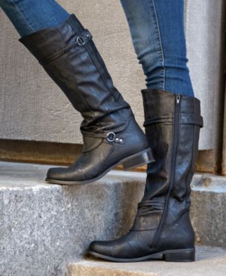 Women's Harley Extra Wide Calf Rouched Knee High Boots