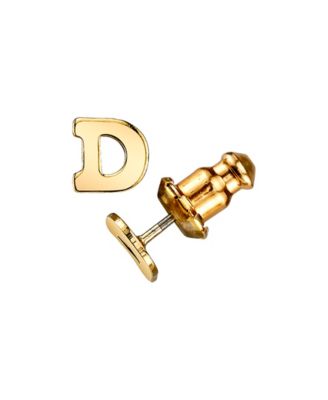 14K Gold-Dipped Initial Button Earrings