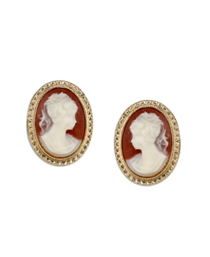image of Downton Abbey Gold-Tone Simulated Cameo Stud Earrings