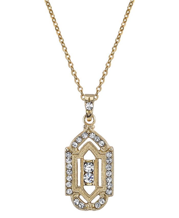 Downton Abbey Gold Tone Crystal Pendant Necklace 16